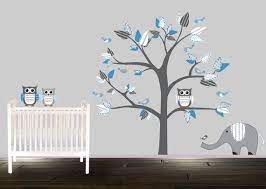 vinyl wall decal boys room decals stickers shelf tree blue gray stripes owls elephant vinyl wall decals boys room boys room decals vinyl wall decals