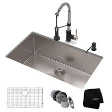 Maybe you would like to learn more about one of these? Kraus Standart Pro Undermount Kitchen Sink With Matte Black Faucet Single Bowl 30 In Stainless Steel Lowe S Canada