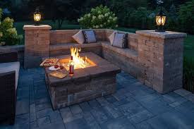 Enjoy A Nice Glass Of Wine By The Firepit Installation Stone Creations Of Long Island Pavingstones Backyard Patio Designs Backyard Fireplace Backyard Fire