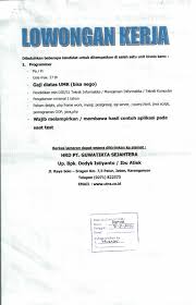 Maybe you would like to learn more about one of these? Lowongan Kerja Programmer Pt Guwatirta Sejahtera Stmik Sinar Nusantara