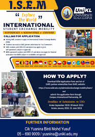 Application For International Student Exchange Mobility Programme Isem 2020 Unikl Mimet