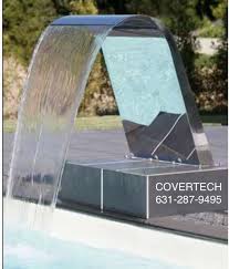 Water Curtain Feature For Ecstatic Looks And Massage At And In Your Swimming Pool By Covertech Imports At Info Poolcovert Wooden Pool Water Curtain Outdoor Bed