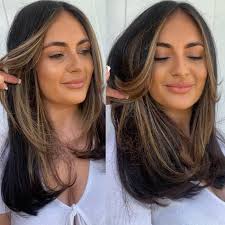Balayage straight hair black sale