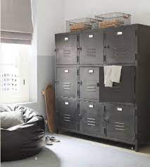 A locker has a rectilinear body, an open front niche up, a custom basketball locker bedroom doors murals. Industrial Storage Ideas For Children S Room Locker Ideeen Lockers Interieur