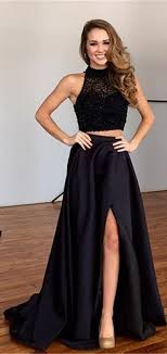 Black Prom Dresses 2 Piece Prom Dre Backless Prom Dresses Two Piece Evening Dresses Black Prom Dresses