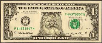 These banknotes are called 'santa dollars' or 'santa claus dollars'. Santa Claus Novelty Bank Note Collectors Weekly