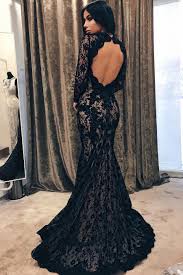Black Mermaid Jewel Long Sleeve Lace Open Back Evening Dress Long Stl16316 In 2020 Black Lace Wedding Dress Prom Dresses Long With Sleeves Black Lace Wedding