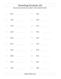 Round Hundredths To Tenths Decimals Decimals Worksheets Rounding Decimals