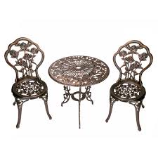 Free shipping on many items. Rose 3 Piece Cast Metal Bistro Set With Cast Aluminum Top Table And 2 Chairs Hd3705 Ab The Home Depot