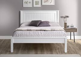 King size bed frame wood sleigh cherry bedroom furniture headboard platform home. Limelight White Wooden King Size Bed Frame With Low Foot End Bedsmart