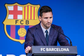 Lionel messi cries at a press conference at barcelona's camp nou stadium as he confirms he is leaving the spanish club. Pzqqaep9r1a51m