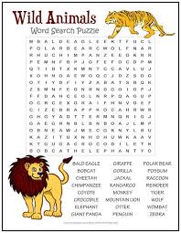 Wild Animals Word Search Puzzle In 2020 Word Puzzles For Kids Word Search Puzzles Printables Free Printable Word Searches