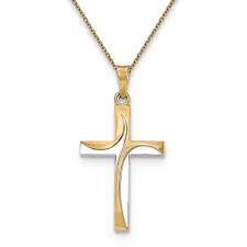 14k gold cross necklace, sideways cross necklace, dainty cross necklace, minimalist cross necklace , 14k solid yellow gold cross necklace talliejewelry 5 out of 5 stars (876) sale price $133.20 $ 133.20 $ 148.00 original price $148.00 (10%. Passionate Christian Cross Pendant Necklace In 14k Yellow Gold Flash Plated White Gold
