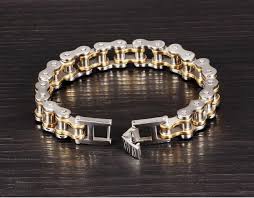 Black And Gold Motorcycle Chain Cool Stainless Steel Men S Biker Chain Bracelet Biker Chain Bracelet Bike Chain Bracelet Biker Chain