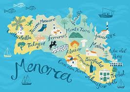 Menorca Map Giclee Print On Fine Art Paper Por Alicestevo En Etsy Islas Baleares Menorca Espana Mapas Ilustrados