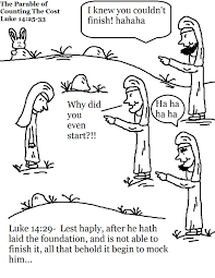 Parable of the workers coloring page. The Parable Of Counting The Cost Coloring Pages