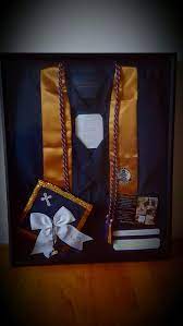 I Would Like This Done College Graduation Shadow Box Featuring Cap Gown Cords Alm Shadow Box Graduation High School Graduation Shadow Box Ideas Shadow Box
