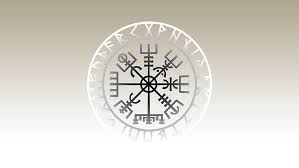 Hd Wallpaper Round White And Black Symbol Vegvisir Vikings Clock Time Wallpaper Flare Green line crossed medieval axes icon isolated on red background. round white and black symbol