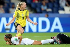 Sweden forward stina blackstenius (11) celebrates with teammates after scoring a goal against usa during the first half in group g play during the tokyo 2020 olympic summer games at tokyo stadium. Football World Cup Can Sweden Beat Their Damn German Ghost The Local