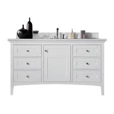 We like this approach to bathroom storage from uk designer kathryn tyler of linea studio: James Martin Vanities Palisades 60 In W Single Bath Vanity In Bright White With Soild Surface Vanity Top In Arctic Fall With White Basin 527v60sbw3af The Hom Bathroom Vanity Base White