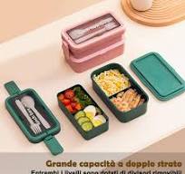 Echehi Porta Pranzo a 2 Strati con Scomparti, Contenitore per il  Contenitori Porta Pranzo Impilabile di Grande Capacità da 950 + 550 ml,  Bento Box con ...