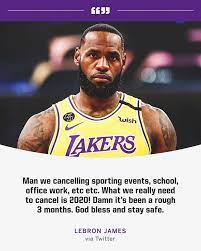 Lebron James Reacts To The News Of The Nba Season Being Suspended Indefinitely Lebron James Nba Season Lebron