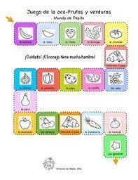 Frutas Y Verduras Printable Juego De La Oca Spanish Resources Printable Games Bingo Chips Game Pieces