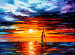 Touch Of Horizon Palette Knife Oil Painting On Canvas By Leonid Afremov Size 30 X40 Sunset Painting Oil Painting Texture Abstract Art Painting