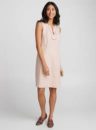 Ladder Collar Pure Linen Dress Contemporaine Shop Knee Length Dresses Simons Dresses Womens Dresses Trendy Dresses