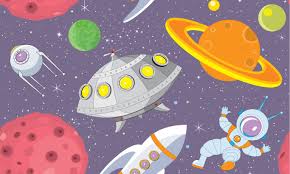 Custom murals · free samples · easy installation · free us shipping Outer Space Cartoon Wallpaper Mural Marmalade Art