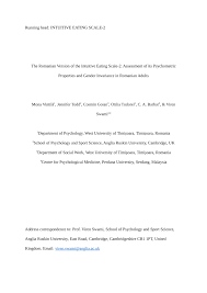 If you have an intuitive idea or feeling about something, you feel that it is true. Pdf The Romanian Version Of The Intuitive Eating Scale 2 Assessment Of Its Psychometric Properties And Gender Invariance In Romanian Adults