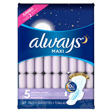 Always Maxi Size 5 Extra Heavy Overnight Pads With Wings Unscented