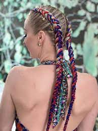 Red And Blue Dutch Braid Extensions American Style With Star Rings Braids With Extensions Dutch Braid Dutch Braid Ponytail
