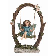 Transpac Resin Brown Spring Fairy On Swing Figurine Fairy Figurines Spring Fairy Transpac