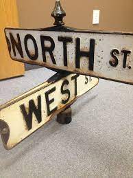 Vintage porcelain signs and fake sellers who rip people off. North St West St Vintage Street Signs Street Sign Decor Street Signs Vintage
