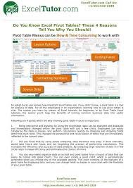 Do You Know Excel Pivot Tables These 4 Reasons Tell You Why You Should Pivot Table Excel Told You So