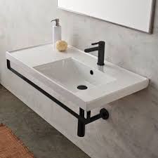 Rectangular White Ceramic Drop In Or Wall Mounted Bathroom Sink Small Bathroom Sinks Unique Bathroom Sinks Wall Mounted Bathroom Sinks