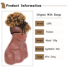 Claw clip in messy hair bun 2pcs cat ears hair donut chignon mini claw clip in updo bun extensions wig accessory ponytail hairpieces the one but is that i wish it were slightly larger, as she has really thick, long hair, and it was a struggle to cover her entire real bun with this one. Lupu Synthetic Kinky Curly Afro Hair Ponytail With Drawstring Natural Fake Hair Bun Chignon Bangs Clip In Hair Extension Synthetic Chignon Aliexpress