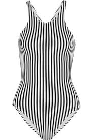 Norma Kamali Racer Mio Striped Swimsuit Black Women Norma