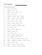 (a) 2fe+3cl2 −−→2fecl3 (b) 4fe+3o2 −−→2fe2o3 (c) 2febr3 +3h2so4 −−→ 1fe2(so4)3 +6hbr (d) 1c4h6o3 +1h2o −−→2c2h4o2 (e) 1c2h4 +3o2 −−→2co2 +2h2o (f) 1c4h10o+6o2 −−. Balancing Chemical Equations With Key Chapter 7 Worksheet 1 Balancing Chemical Equations Balance The Equations Below 1 N2 H2 Nh3 2 Kclo3 Kcl O2 3 Nacl Course Hero