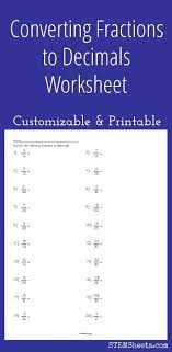 Converting Fractions To Decimals Worksheet Fractions To Decimals Worksheet Converting Fractions Decimals Worksheets
