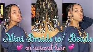 Mini Braids W Beads On Natural Hair Natural Hair Box Braids Youtube Natural Hair Box Braids Natural Hair Styles Big Box Braids