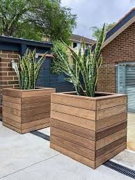 The best timbers for planter boxes are treated pine, cypress pine, jarrah and cedar, because they won't rot with the constant moisture and soil. Planter Boxes Sydney Timber Garden Box 10 Off