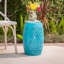 Rosie Outdoor 12 Iron Side Table Blue Walmart Com Metal Side Table Side Table Outdoor Side Table