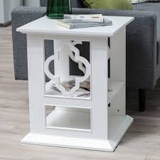 Shop with afterpay on eligible items. White Wood 2 Shelf Quatrefoil Side Table Fastfurnishings Com