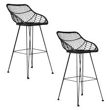 Black And White Wicker Bar Stools Juhana Rattan Bar Stool Black Set Of 2 By Resort Living Rattan Bar Stools Bar Stools Black Bar Stools