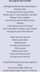 As Long As You Love Me By Backstreet Boys Favorite Lyrics My Love Lyrics