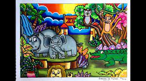 Mewarnai gambar tanaman dan hewan mewarnai. Cara Gradasi Warna Ep 92 Tema Gambar Kebun Binatang Zoo Youtube