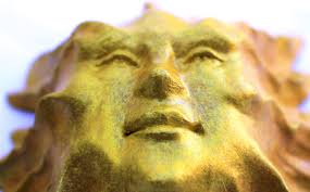 Weatherproof Golden 8" Wall Sculpture Garden Decoration, Indoor Outdoor  Original Artwork by Claybraven