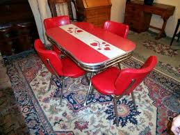Red Chrome Table Chairs Vintage Kitchen Table Retro Dining Table Retro Kitchen Tables